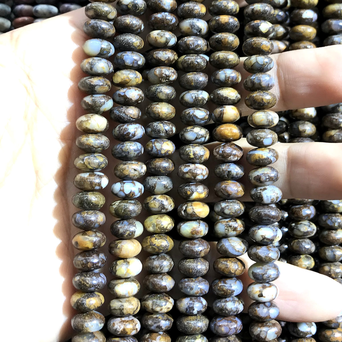 CRB293 Grey Opal Gemstone Beads Smooth Rondelle 5x8mm 15" Strand