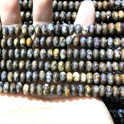 CRB293 Grey Opal Gemstone Beads Smooth Rondelle 5x8mm 15" Strand