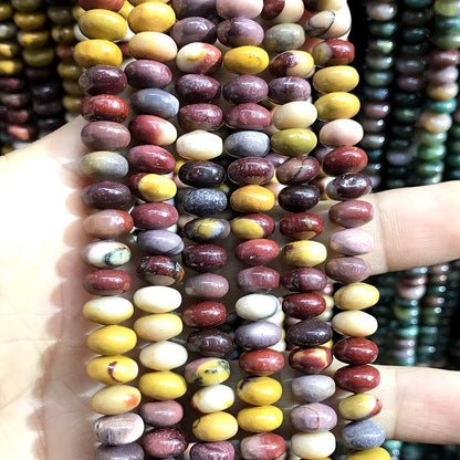 CRB296 Mookaite Gemstone Beads Smooth Rondelle 5x8mm 15" Strand