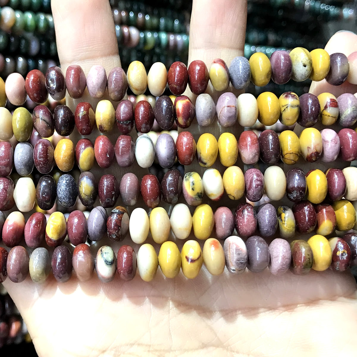 CRB296 Mookaite Gemstone Beads Smooth Rondelle 5x8mm 15" Strand