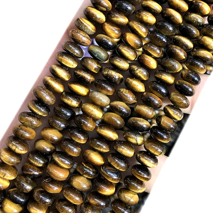 CRB297 Yellow Tiger Eye Beads Smooth Rondelle 5x8mm 15" Strand