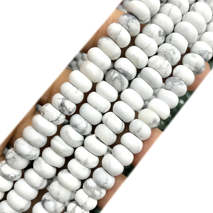 CRB299 White Howlite Turquoise Beads Matte Rondelle 4x6mm 15" Strand