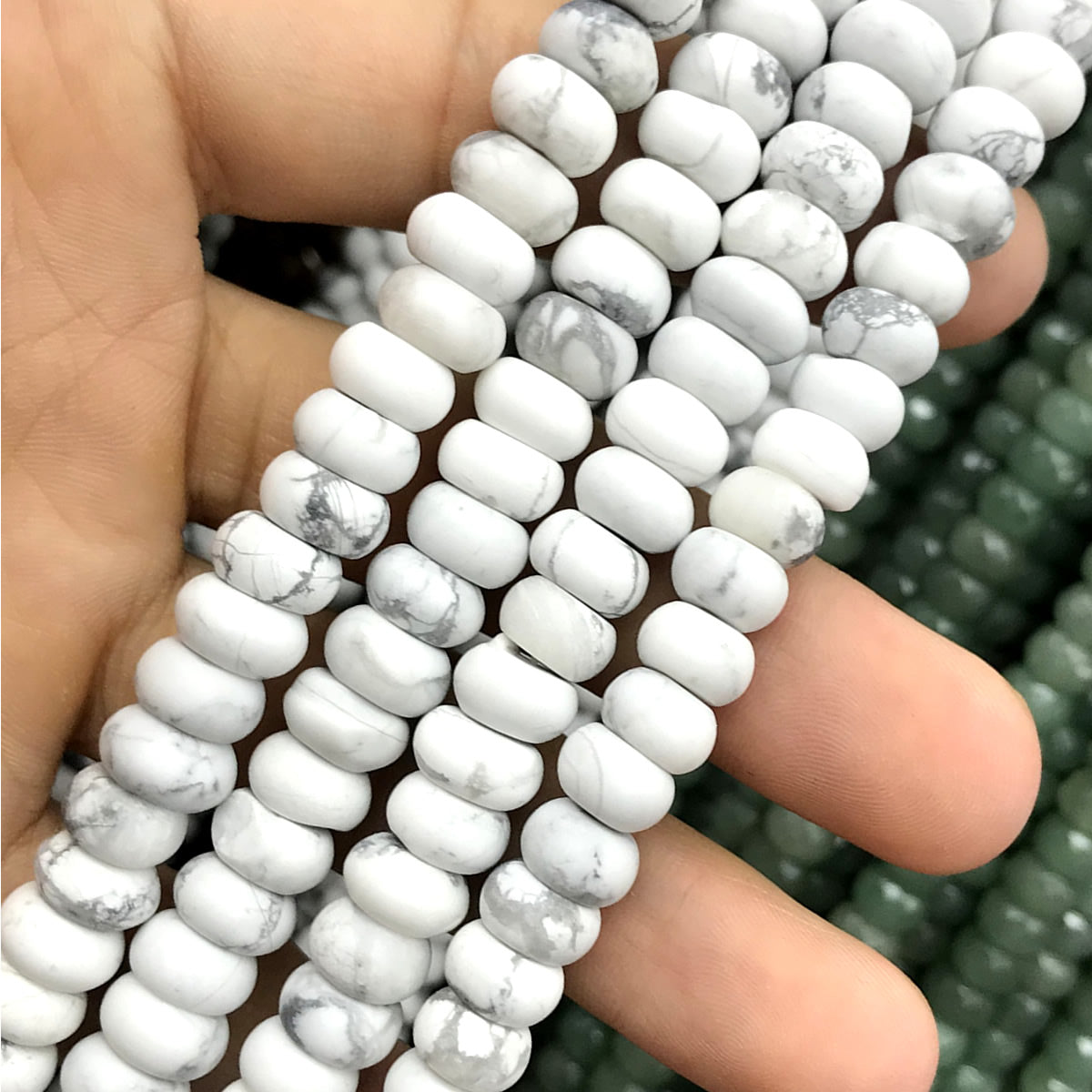 CRB299 White Howlite Turquoise Beads Matte Rondelle 4x6mm 15" Strand