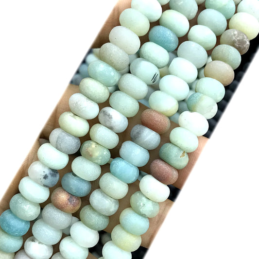 CRB300 Colorful Amazonite Beads Matte Rondelle 4x6mm 15" Strand