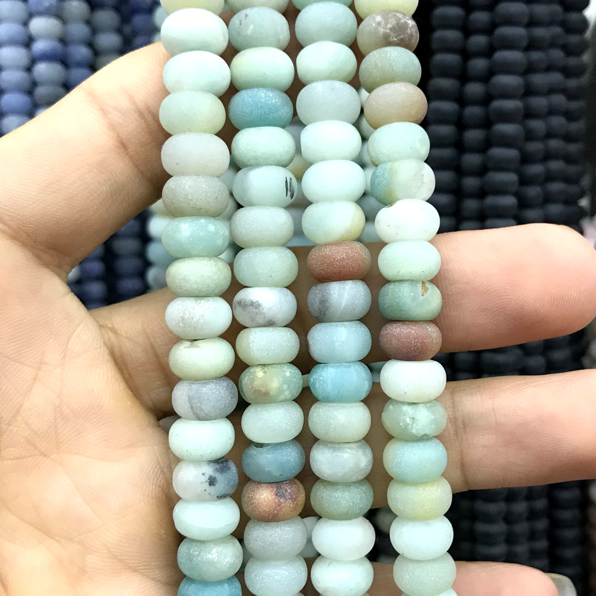 CRB300 Colorful Amazonite Beads Matte Rondelle 4x6mm 15" Strand