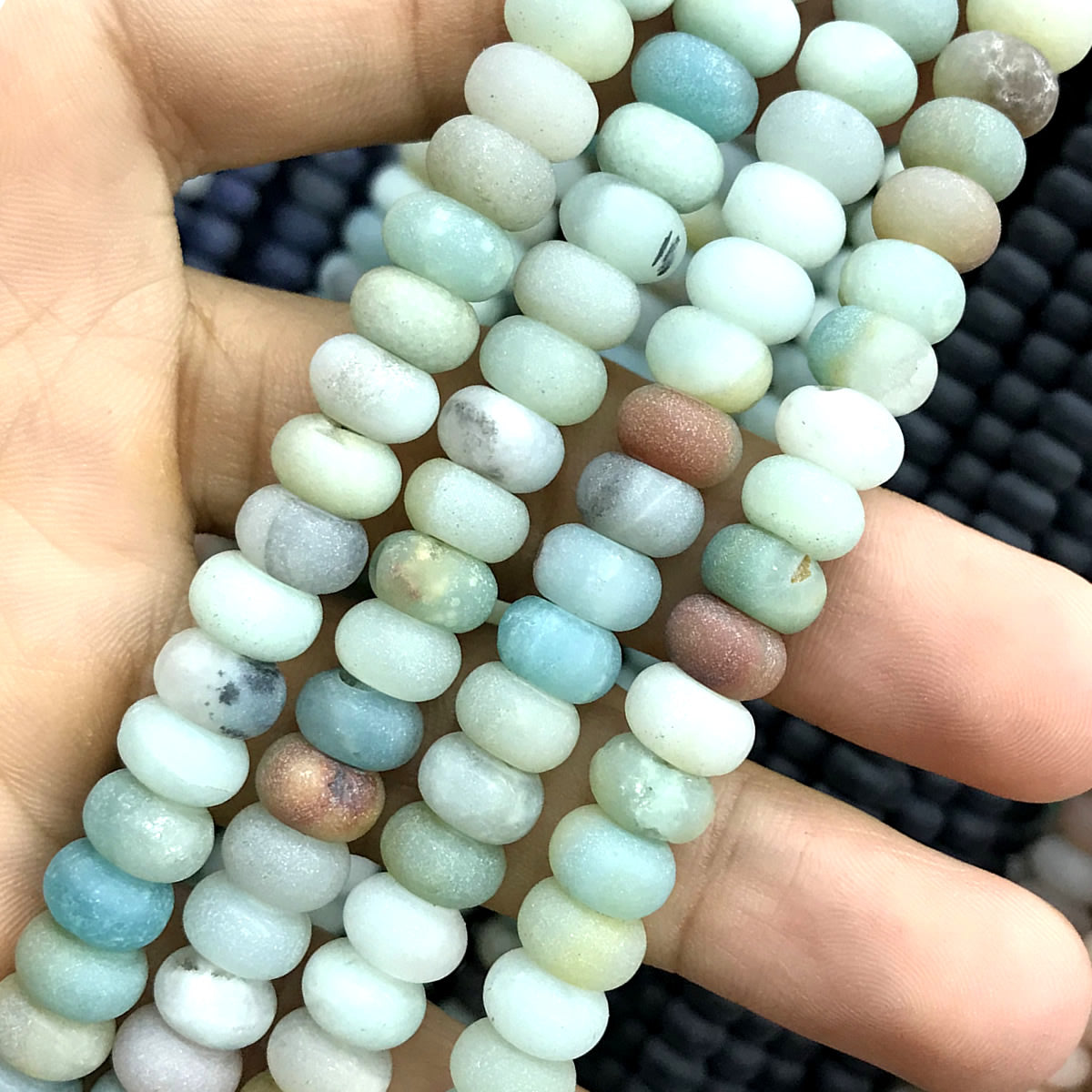 CRB300 Colorful Amazonite Beads Matte Rondelle 4x6mm 15" Strand