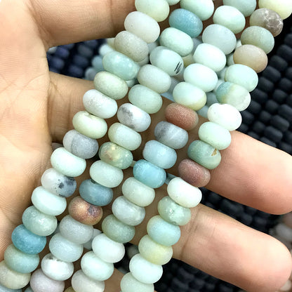 CRB300 Colorful Amazonite Beads Matte Rondelle 4x6mm 15" Strand