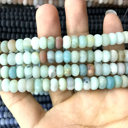 CRB300 Colorful Amazonite Beads Matte Rondelle 4x6mm 15" Strand