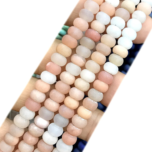 CRB301 Pink Aventurine Jade Beads Matte Rondelle 4x6mm 15" Strand