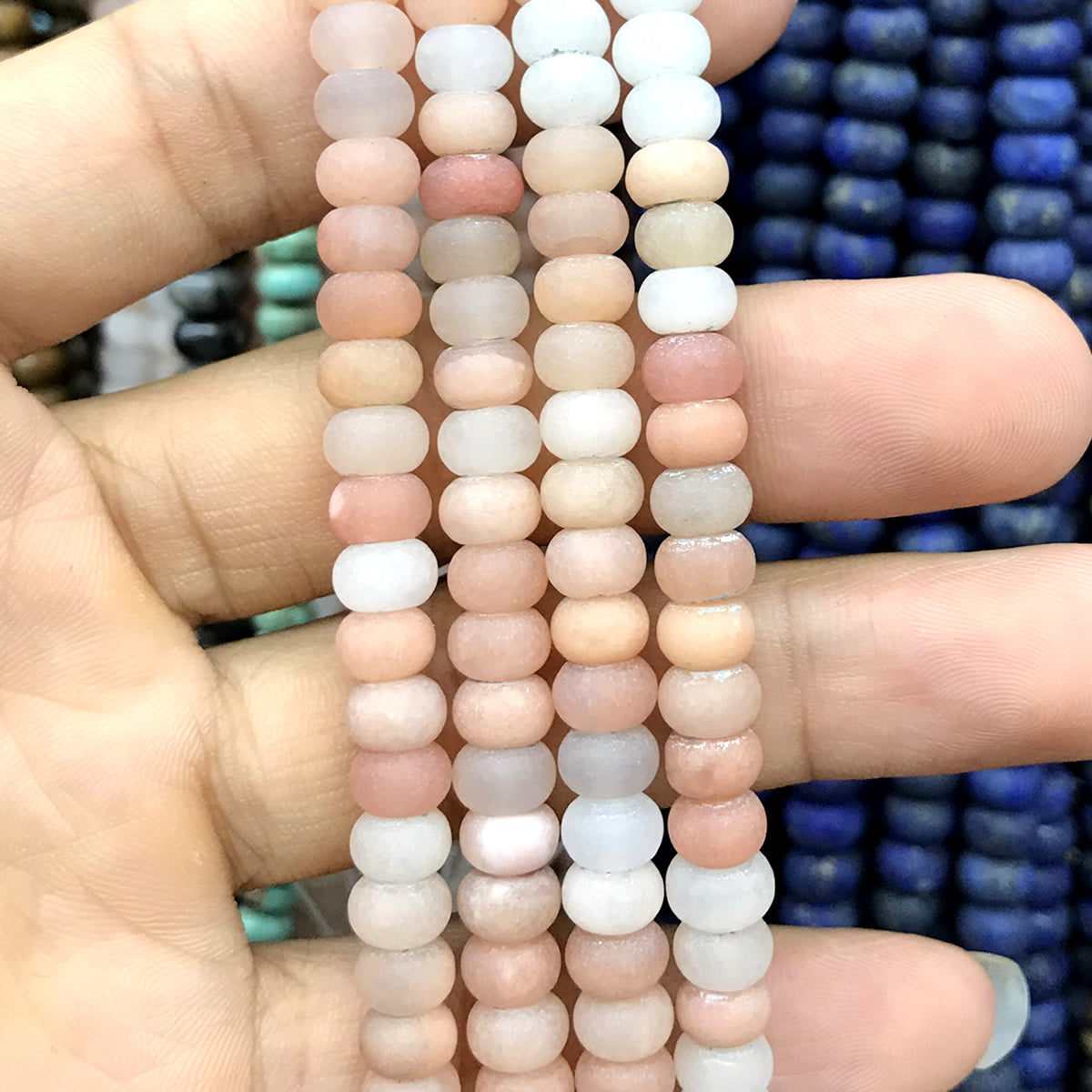 CRB301 Pink Aventurine Jade Beads Matte Rondelle 4x6mm 15" Strand