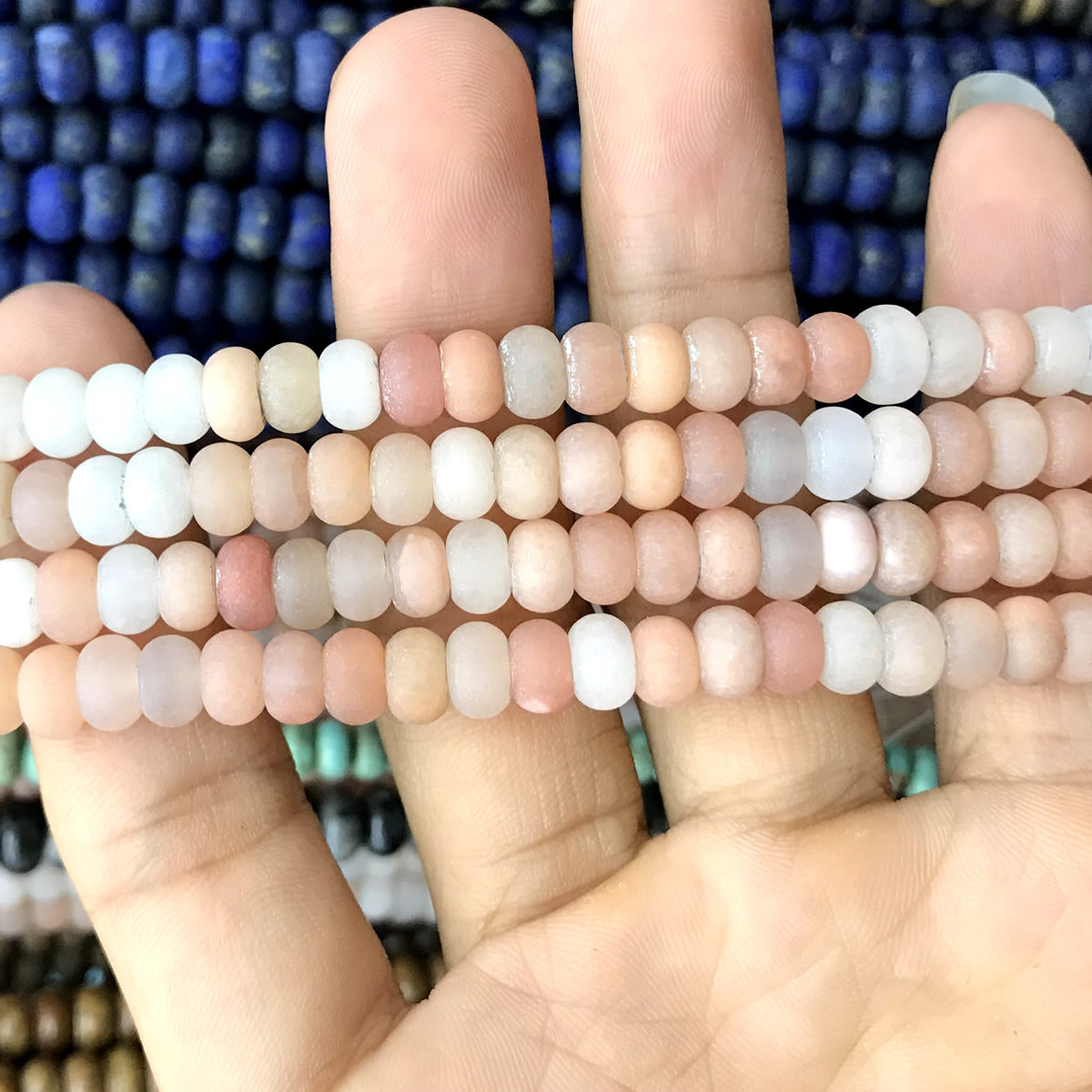 CRB301 Pink Aventurine Jade Beads Matte Rondelle 4x6mm 15" Strand