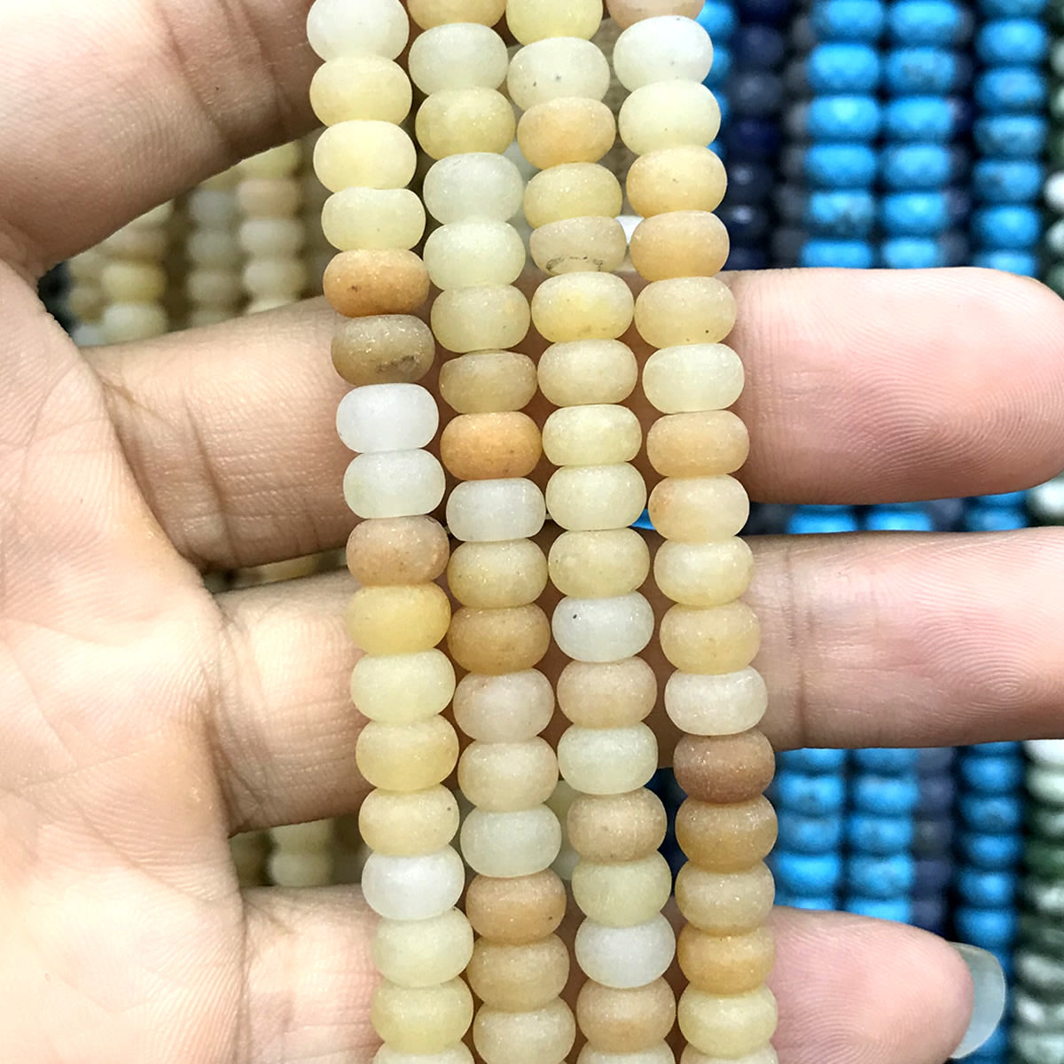 CRB302 Yellow Aventurine Jade Beads Matte Rondelle 4x6mm 15" Strand