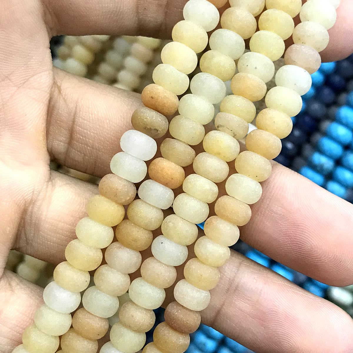 CRB302 Yellow Aventurine Jade Beads Matte Rondelle 4x6mm 15" Strand