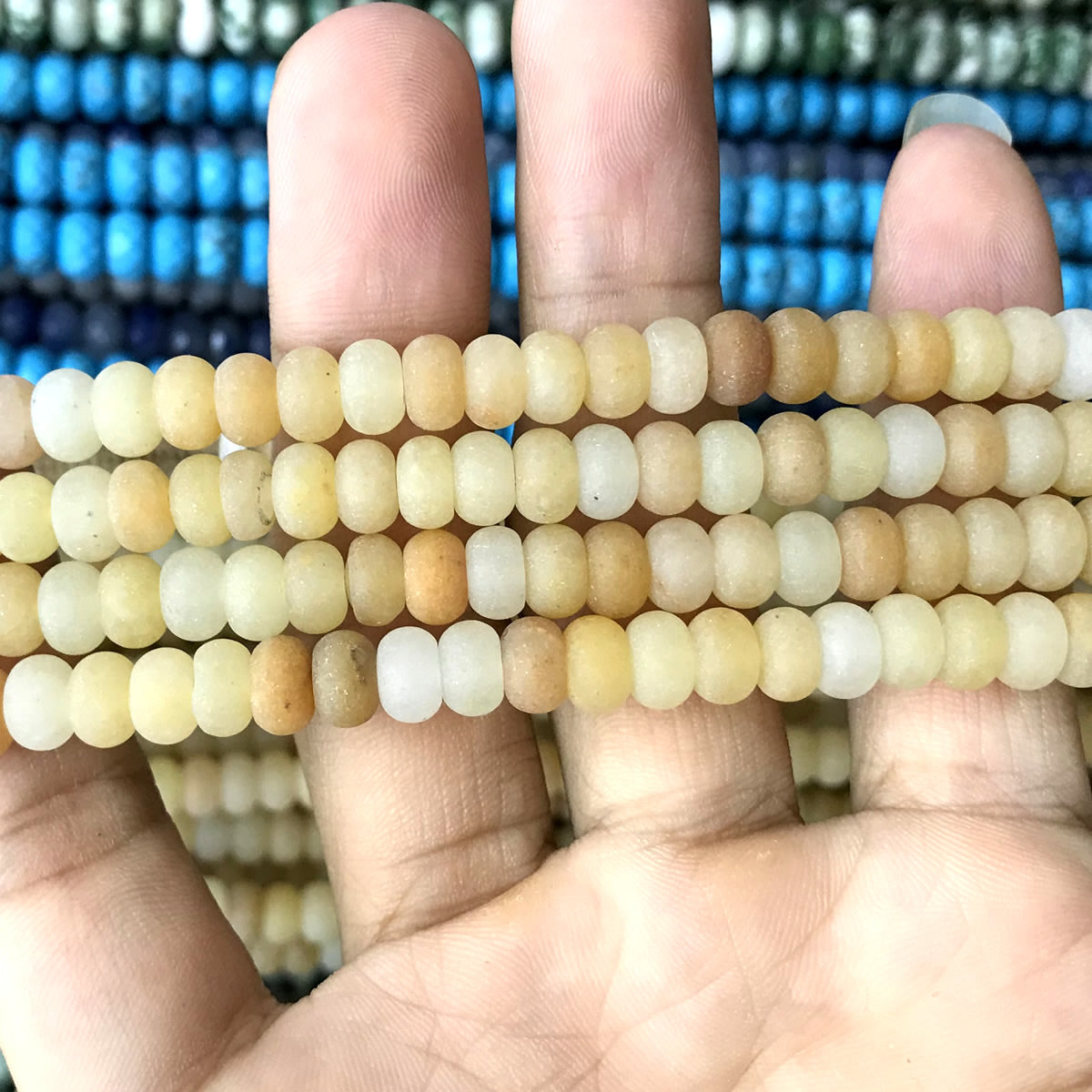 CRB302 Yellow Aventurine Jade Beads Matte Rondelle 4x6mm 15" Strand