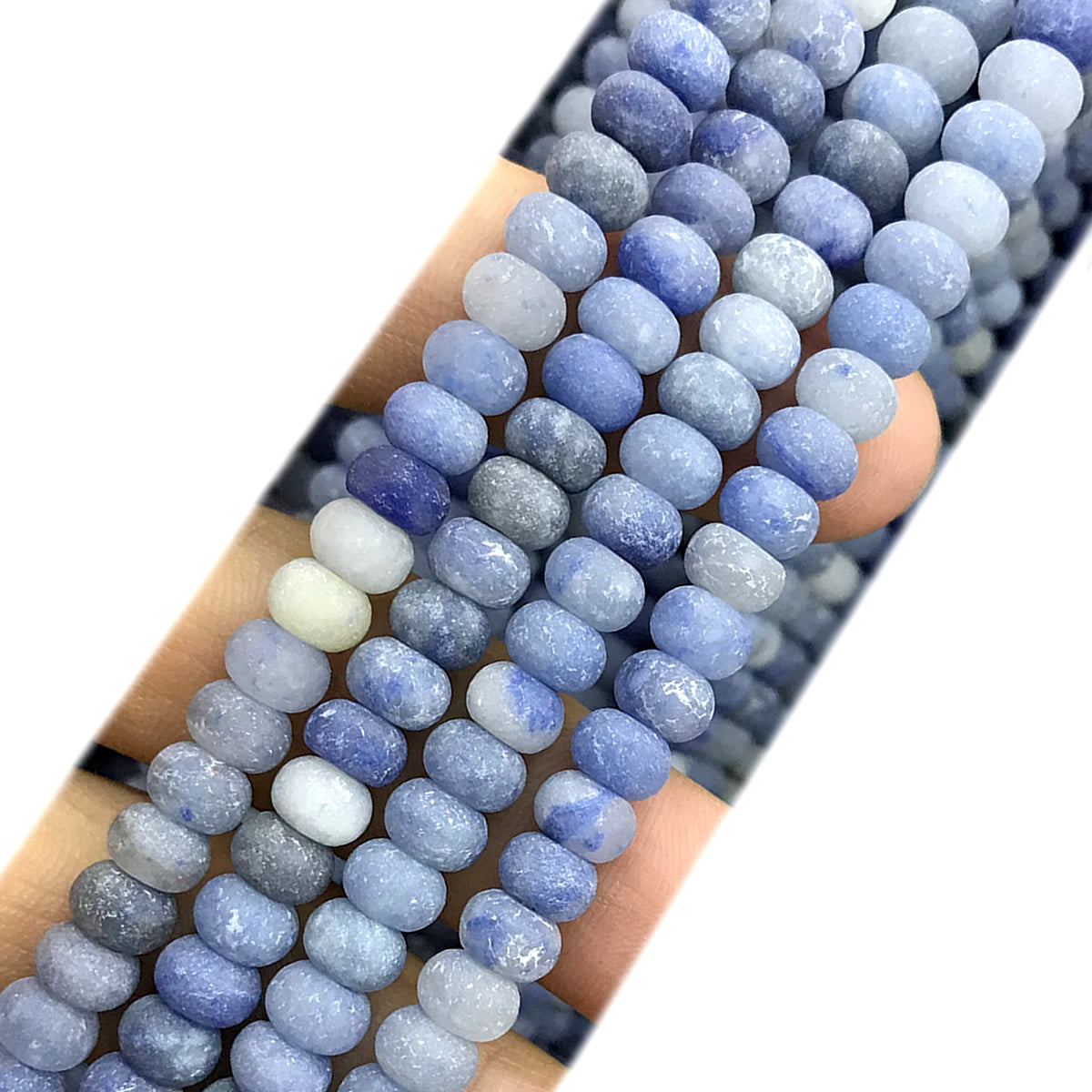 CRB303 Blue Aventurine Jade Beads Matte Rondelle 4x6mm 15" Strand