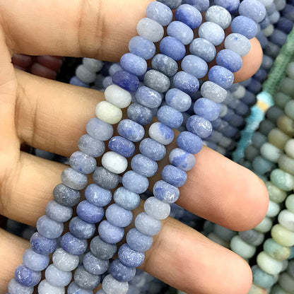 CRB303 Blue Aventurine Jade Beads Matte Rondelle 4x6mm 15" Strand