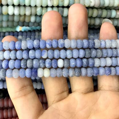 CRB303 Blue Aventurine Jade Beads Matte Rondelle 4x6mm 15" Strand