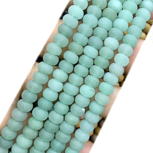 CRB304 Green Aventurine Jade Beads Matte Rondelle 4x6mm 15" Strand