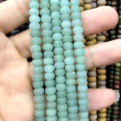 CRB304 Green Aventurine Jade Beads Matte Rondelle 4x6mm 15" Strand