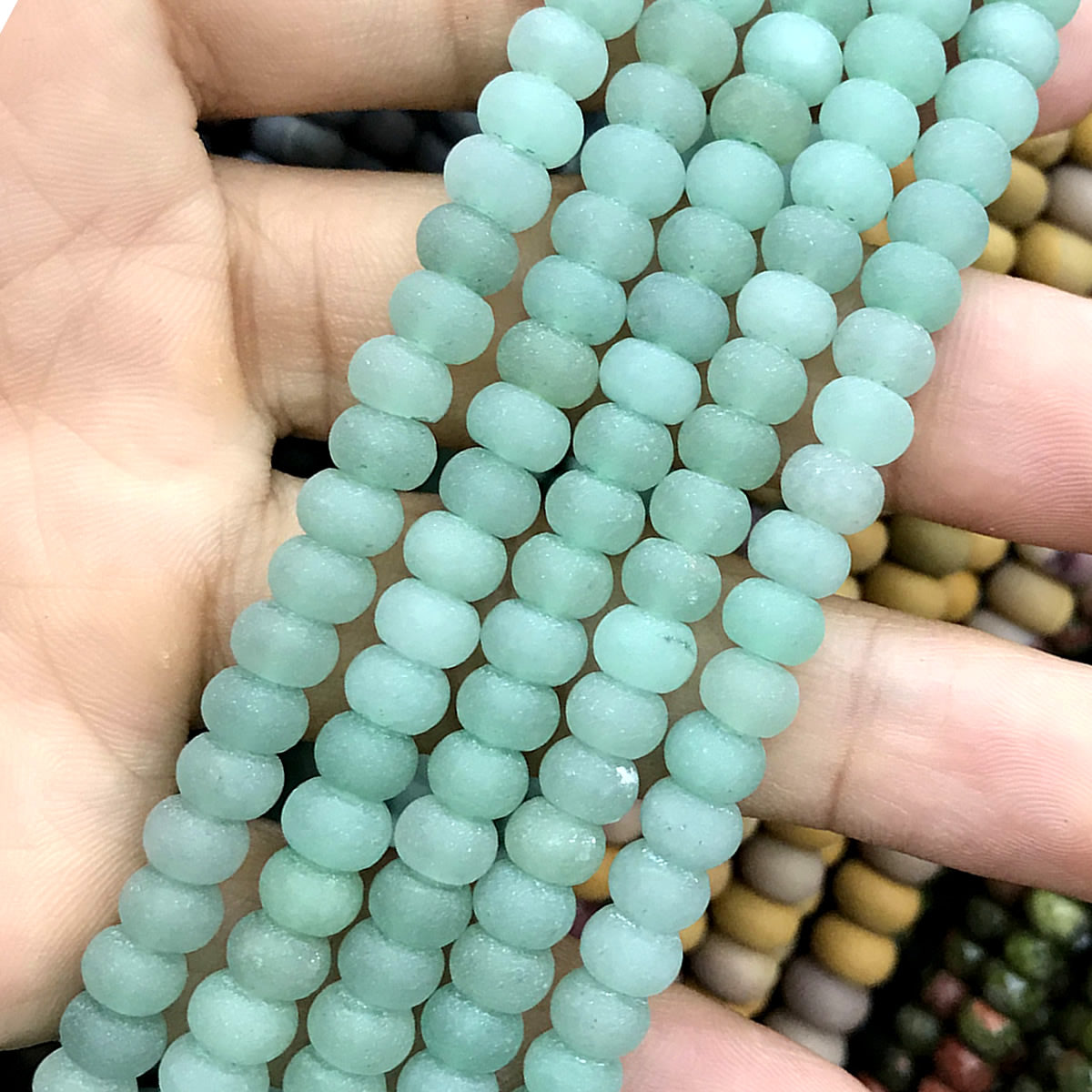 CRB304 Green Aventurine Jade Beads Matte Rondelle 4x6mm 15" Strand