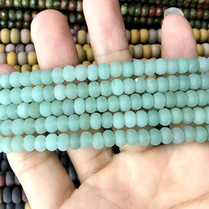 CRB304 Green Aventurine Jade Beads Matte Rondelle 4x6mm 15" Strand