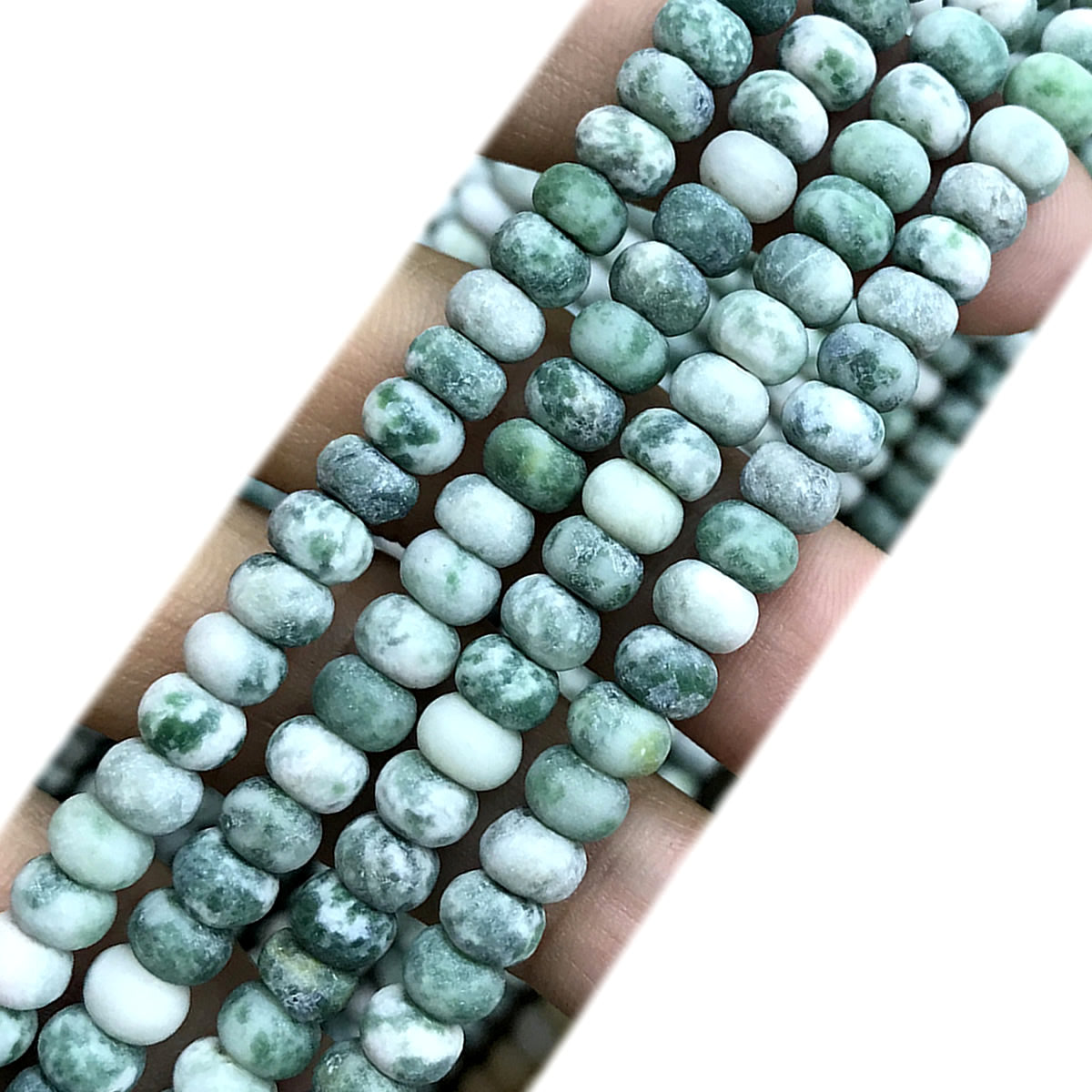 CRB305 Qinghai Jade Beads Matte Rondelle 4x6mm 15" Strand