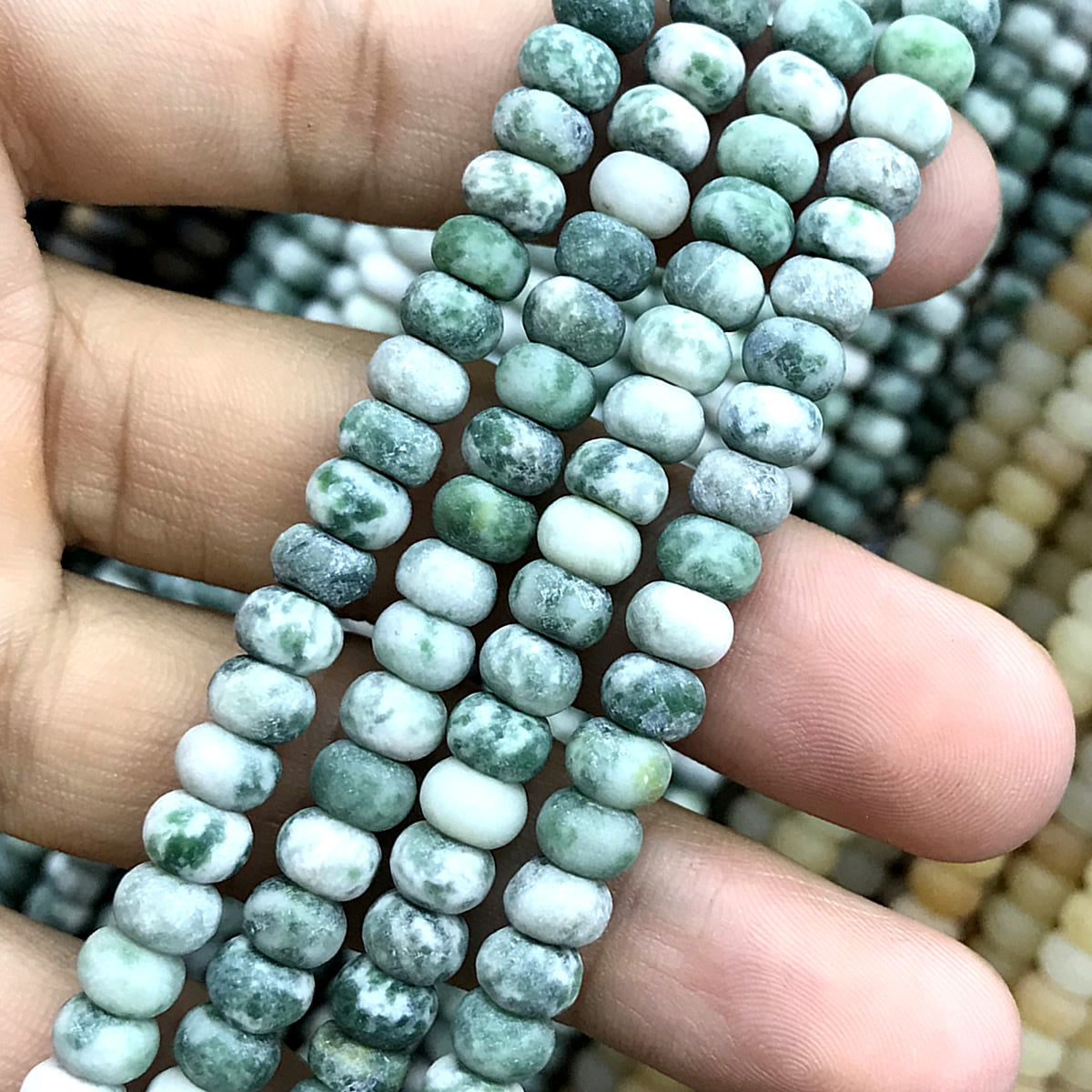 CRB305 Qinghai Jade Beads Matte Rondelle 4x6mm 15" Strand