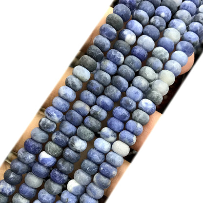 CRB307 Sodalite Gemstone Beads Matte Rondelle 4x6mm 15" Strand