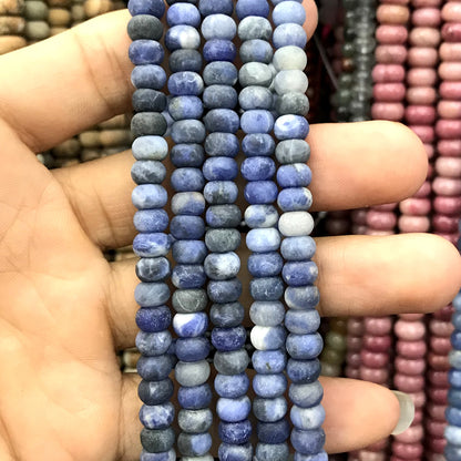 CRB307 Sodalite Gemstone Beads Matte Rondelle 4x6mm 15" Strand