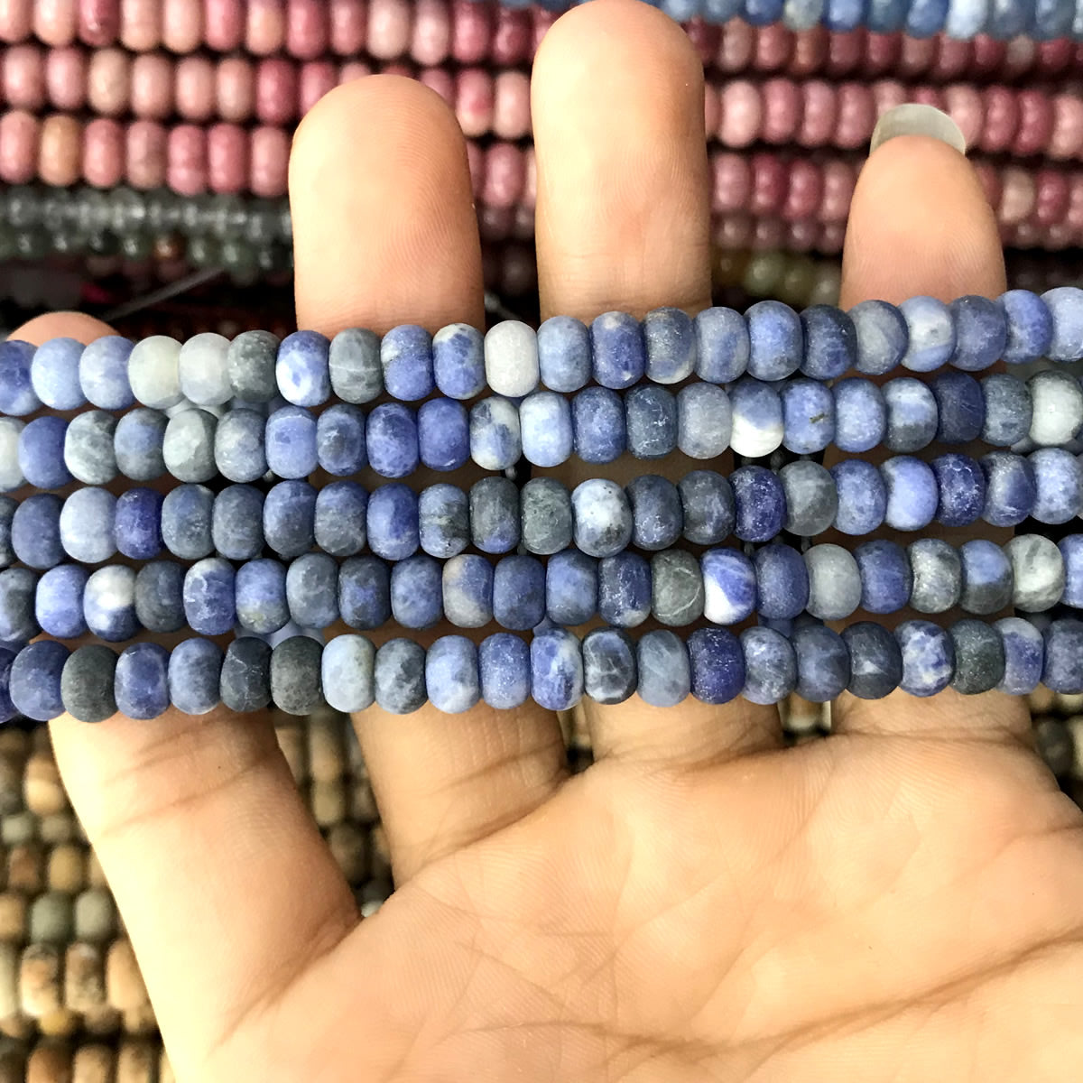 CRB307 Sodalite Gemstone Beads Matte Rondelle 4x6mm 15" Strand