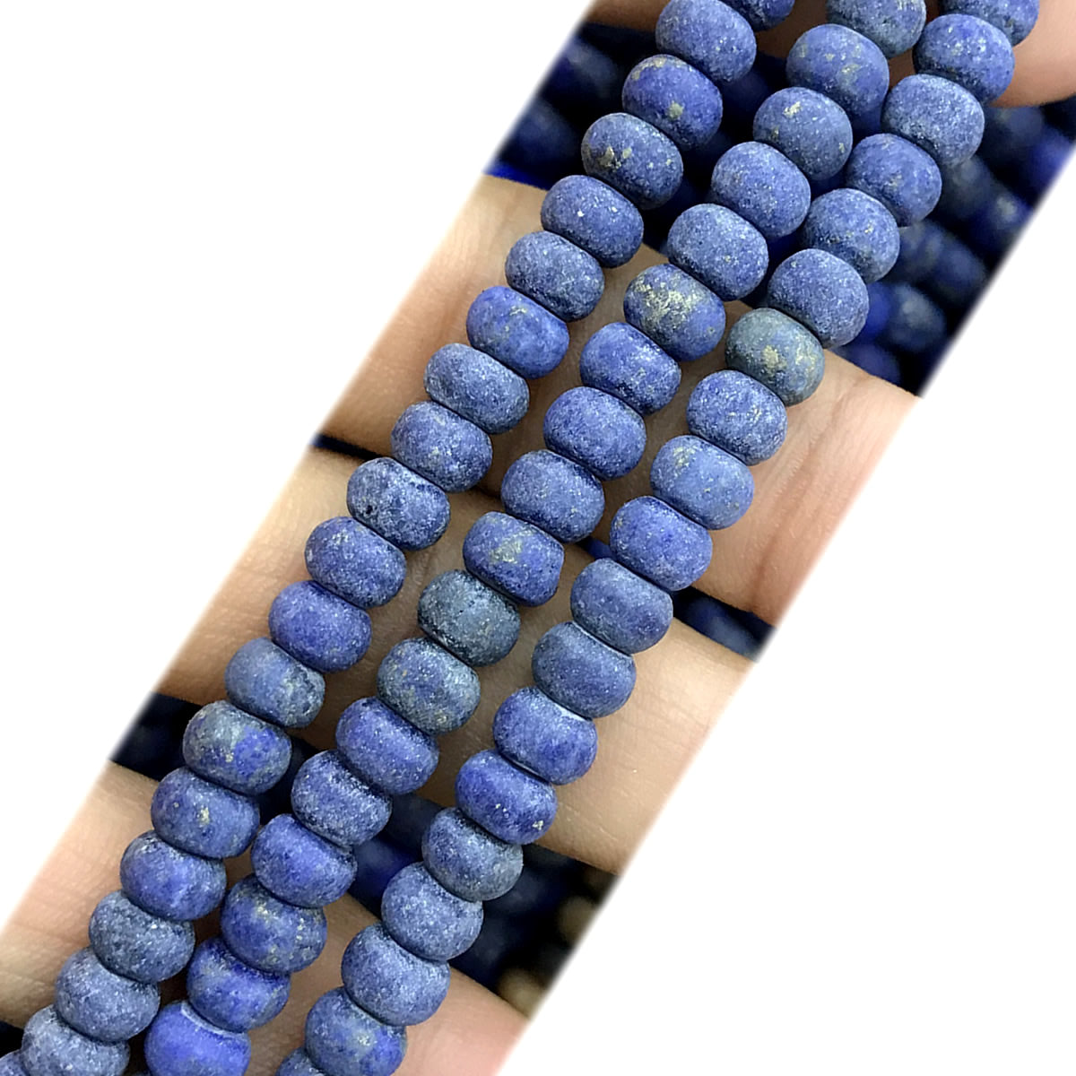 CRB308 Lapis Lazuli Gemstone Beads Matte Rondelle 4x6mm 15" Strand