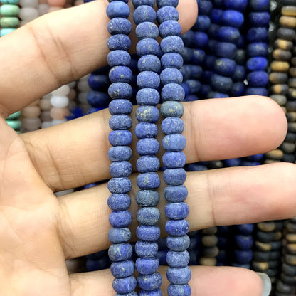 CRB308 Lapis Lazuli Gemstone Beads Matte Rondelle 4x6mm 15" Strand