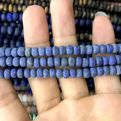 CRB308 Lapis Lazuli Gemstone Beads Matte Rondelle 4x6mm 15" Strand