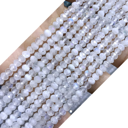 CRB31 White Moonstone Beads Faceted Rondelle 2.5x4mm 15" Strand