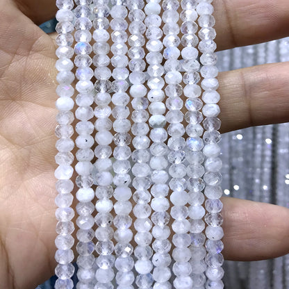 CRB31 White Moonstone Beads Faceted Rondelle 2.5x4mm 15" Strand