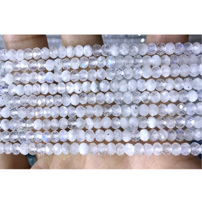 CRB31 White Moonstone Beads Faceted Rondelle 2.5x4mm 15" Strand