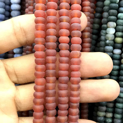 CRB310 Red Agate Beads Matte Rondelle 4x6mm 15" Strand