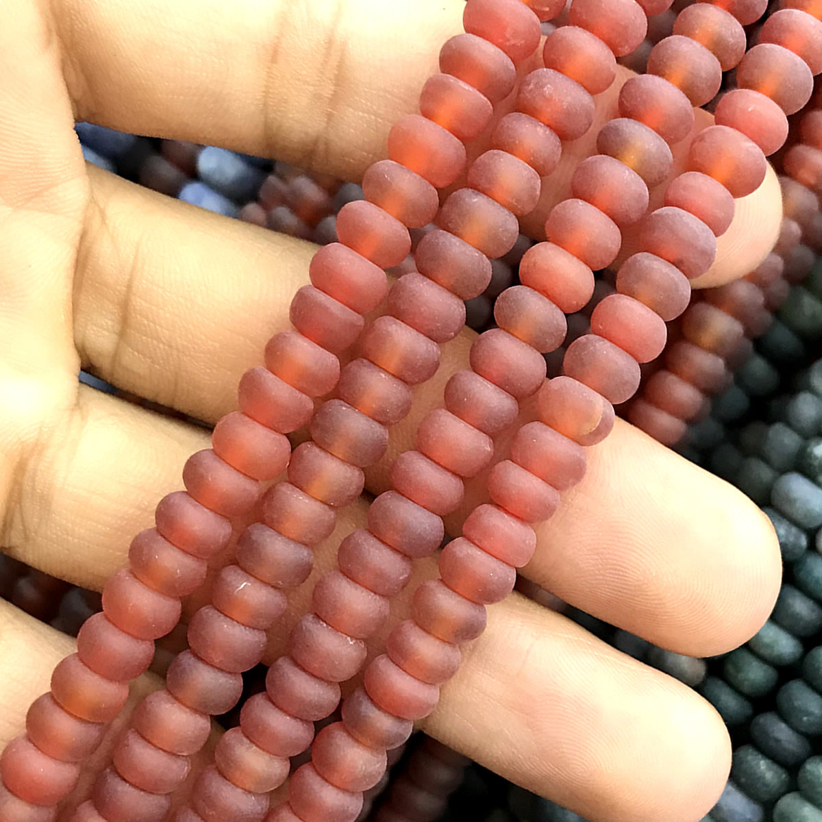 CRB310 Red Agate Beads Matte Rondelle 4x6mm 15" Strand