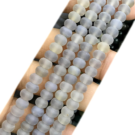 CRB311 Grey Agate Beads Matte Rondelle 4x6mm 15" Strand