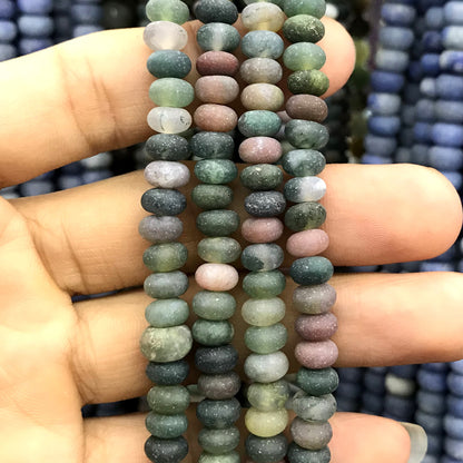 CRB313 Indian Agate Beads Matte Rondelle 4x6mm 15" Strand