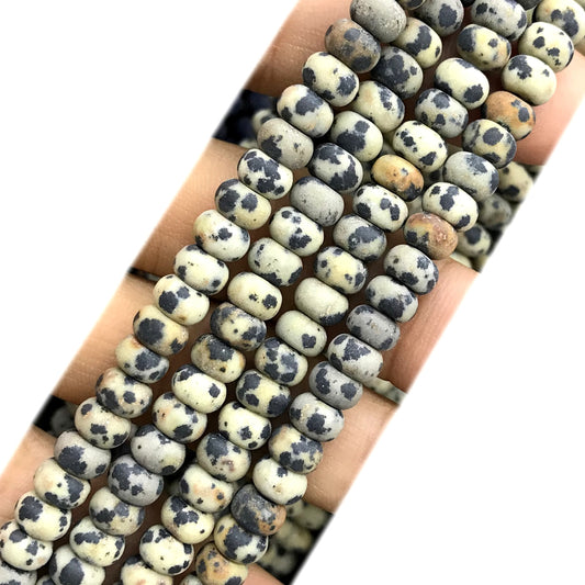 CRB316 Dalmatian Jasper Beads Matte Rondelle 4x6mm 15" Strand