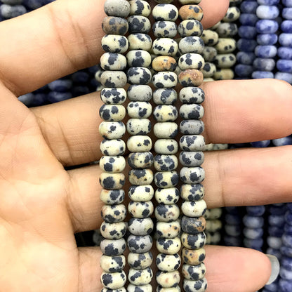 CRB316 Dalmatian Jasper Beads Matte Rondelle 4x6mm 15" Strand