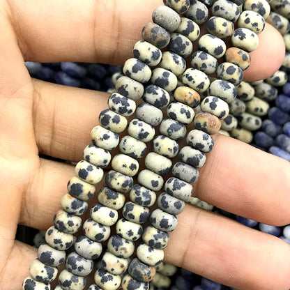 CRB316 Dalmatian Jasper Beads Matte Rondelle 4x6mm 15" Strand