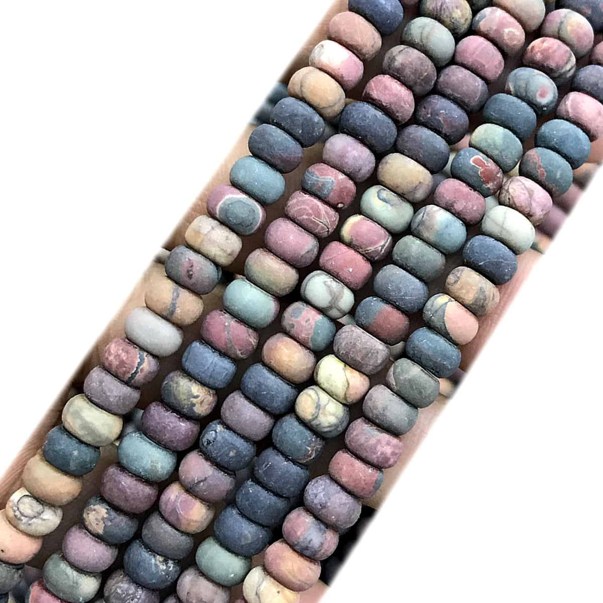 CRB317 Picasso Jasper Beads Matte Rondelle 4x6mm 15" Strand