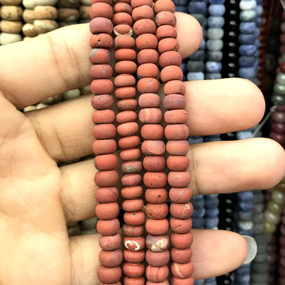 CRB318 Red Jasper Beads Matte Rondelle 4x6mm 15" Strand