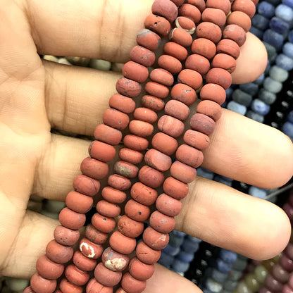 CRB318 Red Jasper Beads Matte Rondelle 4x6mm 15" Strand