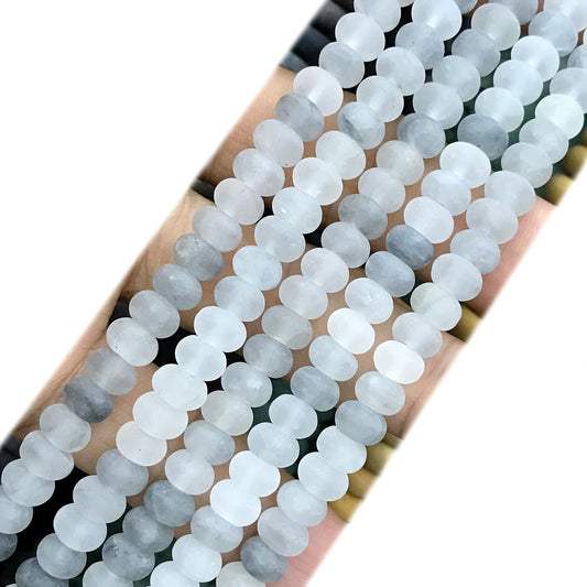 CRB320 Cloudy Quartz Beads Matte Rondelle 4x6mm 15" Strand