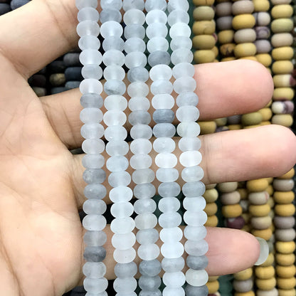 CRB320 Cloudy Quartz Beads Matte Rondelle 4x6mm 15" Strand