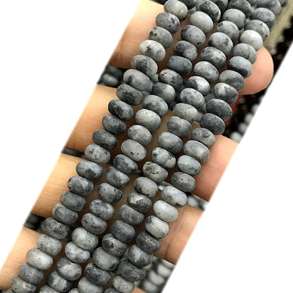 CRB321 Black Labradorite Beads Matte Rondelle 4x6mm 15" Strand