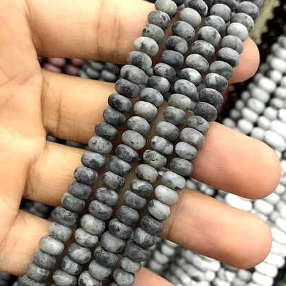 CRB321 Black Labradorite Beads Matte Rondelle 4x6mm 15" Strand